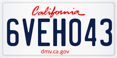 CA license plate 6VEH043