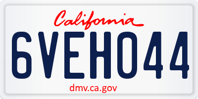 CA license plate 6VEH044