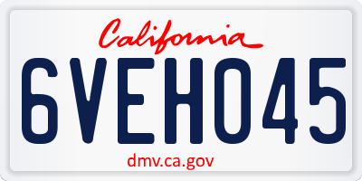CA license plate 6VEH045