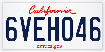 CA license plate 6VEH046