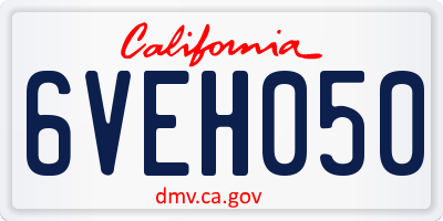 CA license plate 6VEH050