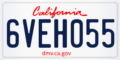 CA license plate 6VEH055