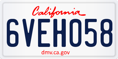 CA license plate 6VEH058