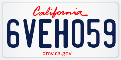 CA license plate 6VEH059