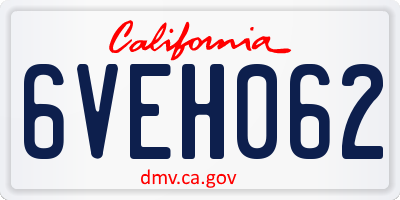 CA license plate 6VEH062
