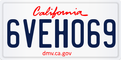 CA license plate 6VEH069