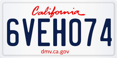 CA license plate 6VEH074
