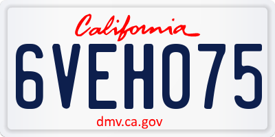 CA license plate 6VEH075