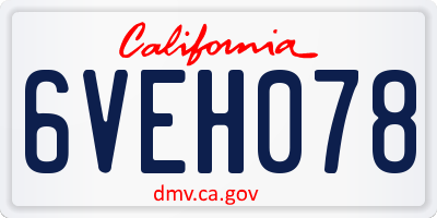 CA license plate 6VEH078