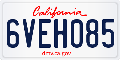 CA license plate 6VEH085