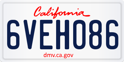 CA license plate 6VEH086