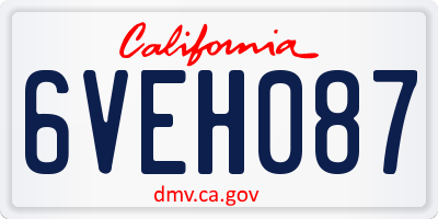 CA license plate 6VEH087