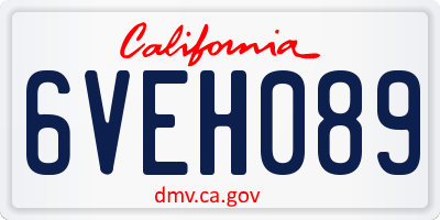 CA license plate 6VEH089
