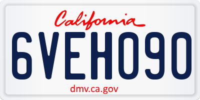 CA license plate 6VEH090