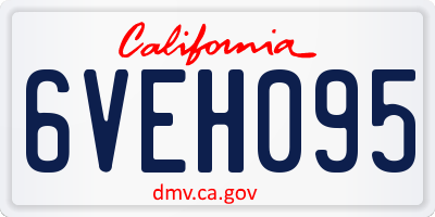 CA license plate 6VEH095