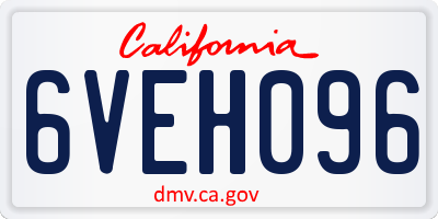 CA license plate 6VEH096