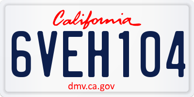 CA license plate 6VEH104