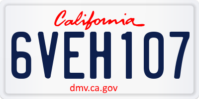 CA license plate 6VEH107