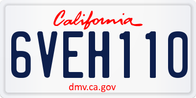 CA license plate 6VEH110