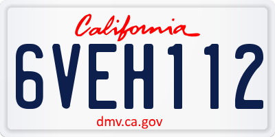 CA license plate 6VEH112