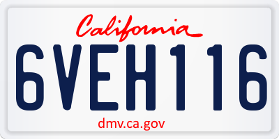 CA license plate 6VEH116