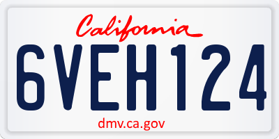 CA license plate 6VEH124