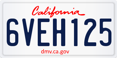 CA license plate 6VEH125