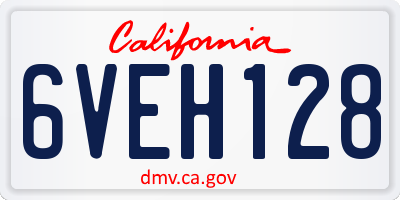 CA license plate 6VEH128