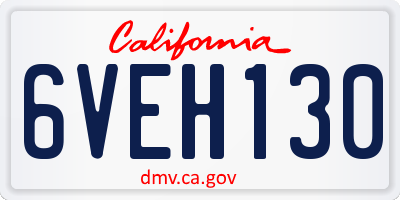 CA license plate 6VEH130