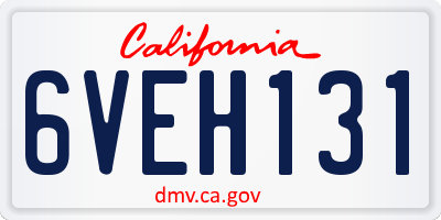 CA license plate 6VEH131