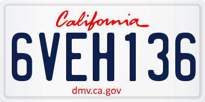 CA license plate 6VEH136