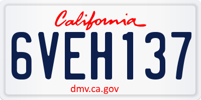 CA license plate 6VEH137