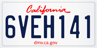 CA license plate 6VEH141