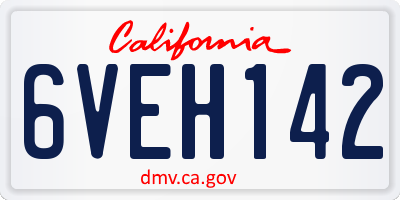 CA license plate 6VEH142
