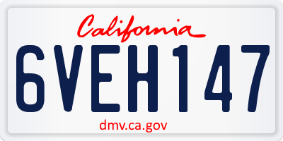 CA license plate 6VEH147
