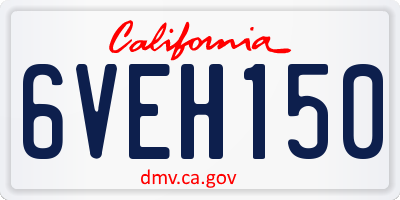 CA license plate 6VEH150