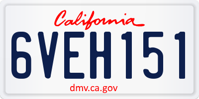 CA license plate 6VEH151