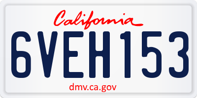 CA license plate 6VEH153