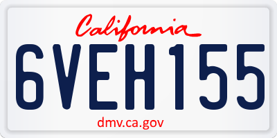 CA license plate 6VEH155