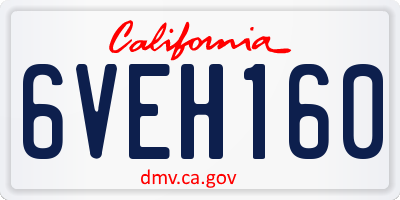 CA license plate 6VEH160