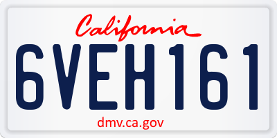 CA license plate 6VEH161