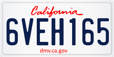 CA license plate 6VEH165