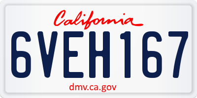 CA license plate 6VEH167