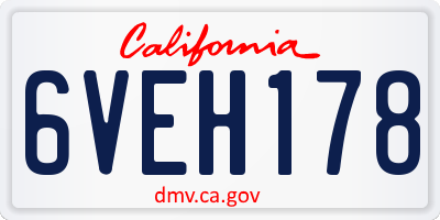 CA license plate 6VEH178