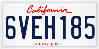CA license plate 6VEH185