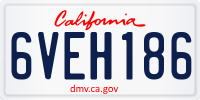 CA license plate 6VEH186