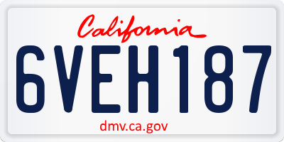 CA license plate 6VEH187