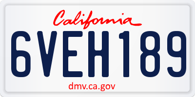 CA license plate 6VEH189