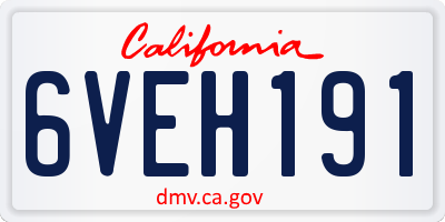 CA license plate 6VEH191