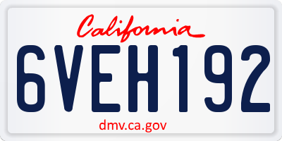 CA license plate 6VEH192